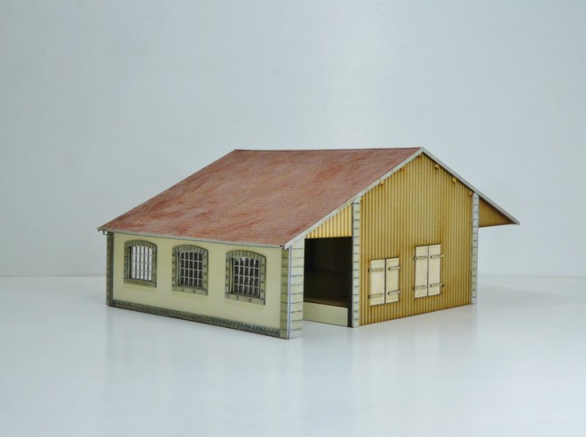 Halle HO, halle marchandises plm, halle marchandise plm ho, halle marchandise ho, halle marchandises, maquette halle, halle pour train, halle 1 87, 4 (BOIS MODELISME).JPG