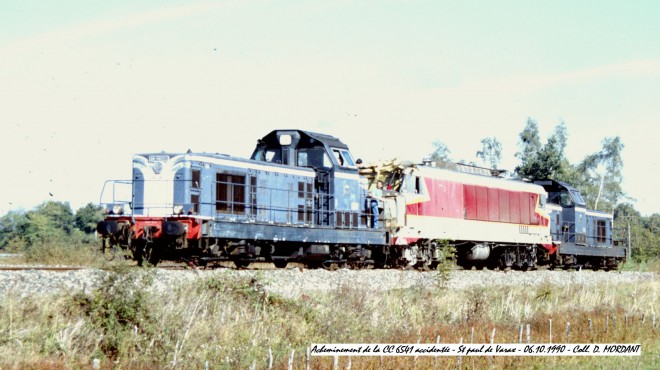 Acheminement de la CC 6541 accidentée - St paul de Varax - 06.10.1990.jpg
