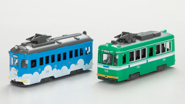 Bandai B-Train set D Shorty Tramway Hankai train type 501 & 161 01.jpg